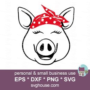 Pig With Bandana Svg File Instant Download For Silhouette And Cricut