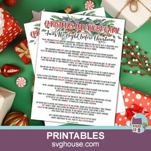 Christmas Left Right Game Printable - Twas The Night Before Christmas.