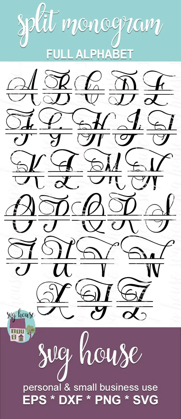 SPLIT MONOGRAM SVG full alphabet
