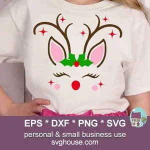 Mistletoe Reindeer Face SVG