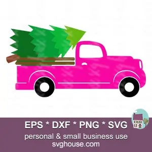 pink christmas truck svg file